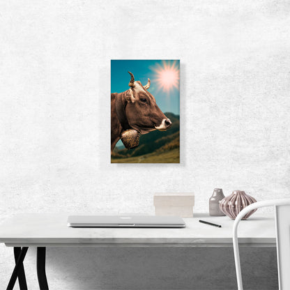 Cow With The Bell In The Field Home decor