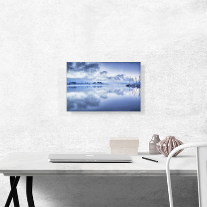 Foggy Lake with Boats Home Decor Rectangle