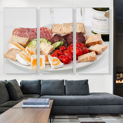Food Plater With Cheese Meat Bread And Wine Diner Restaurant decor