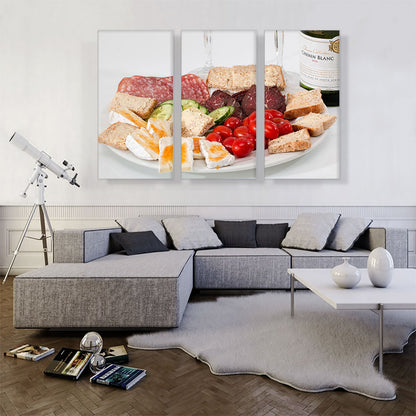 Food Plater With Cheese Meat Bread And Wine Diner Restaurant decor