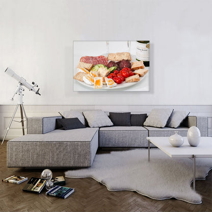 Food Plater With Cheese Meat Bread And Wine Diner Restaurant decor