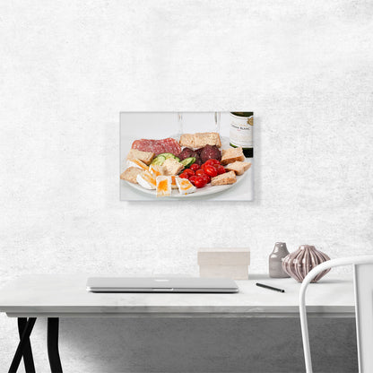 Food Plater With Cheese Meat Bread And Wine Diner Restaurant decor