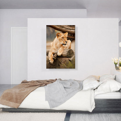 Lion Sitting on the Branch Home decor