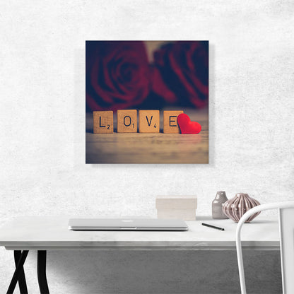 Love Wooden Cubes With Roses Home decor