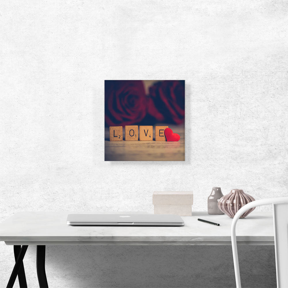 Love Wooden Cubes With Roses Home decor
