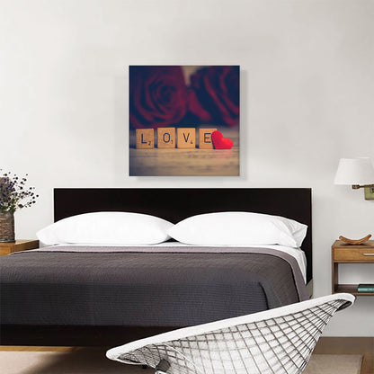 Love Wooden Cubes With Roses Home decor