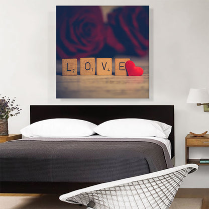 Love Wooden Cubes With Roses Home decor