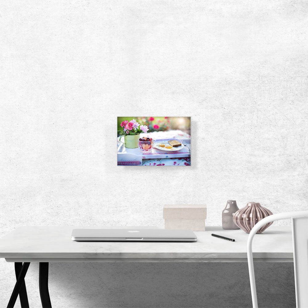 Morning Breakfast with Eggs Fruits and Flowers Restaurant Decor