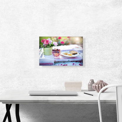 Morning Breakfast with Eggs Fruits and Flowers Restaurant Decor