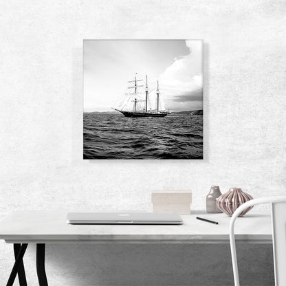 Old Boat In Ocean Home Decor Square