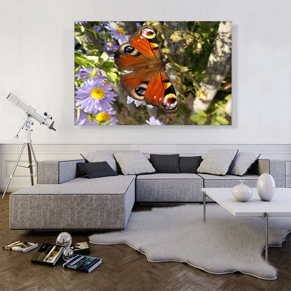 Peacock Butterfly On Flowers Home Decor Rectangle