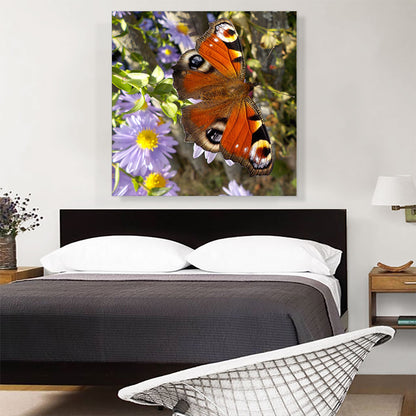 Peacock Butterfly On Flowers Home decor Square