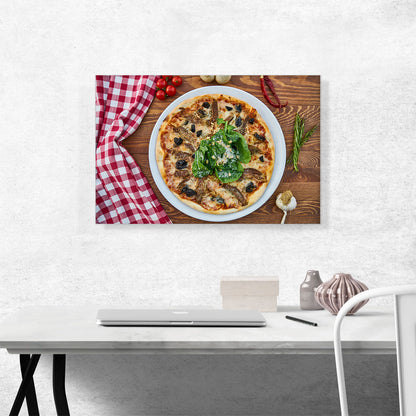 Pizza On Wooden Table Diner Restaurant decor