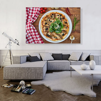 Pizza On Wooden Table Diner Restaurant decor