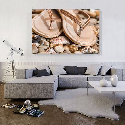 Slippers on Rocks and Shells