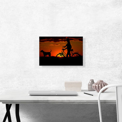 Sunset With Bike And Dog Home decor