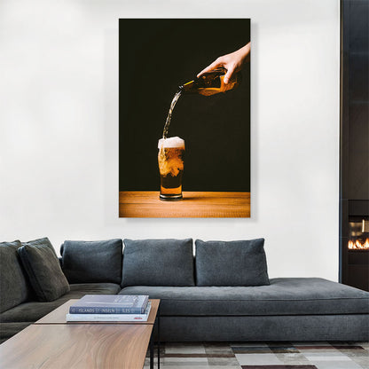 Beer Pouring Glass and Bottle Bar decor