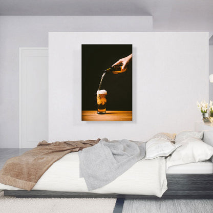 Beer Pouring Glass and Bottle Bar decor