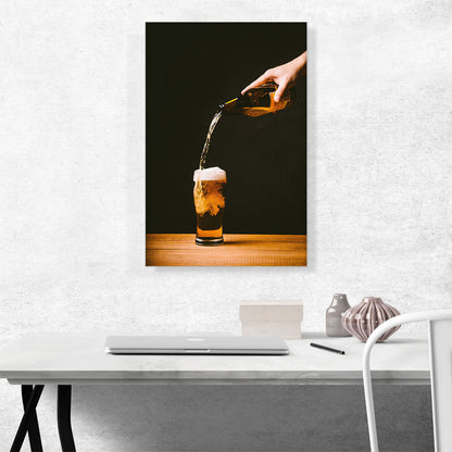Beer Pouring Glass and Bottle Bar decor