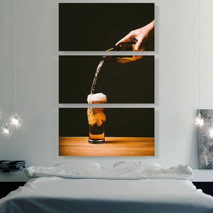 Beer Pouring Glass and Bottle Bar decor