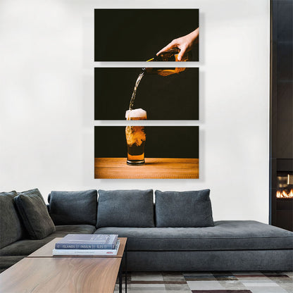 Beer Pouring Glass and Bottle Bar decor