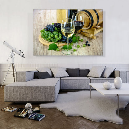 Wine Glass With Grapes Home Decor Rectangle