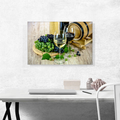 Wine Glass With Grapes Home Decor Rectangle