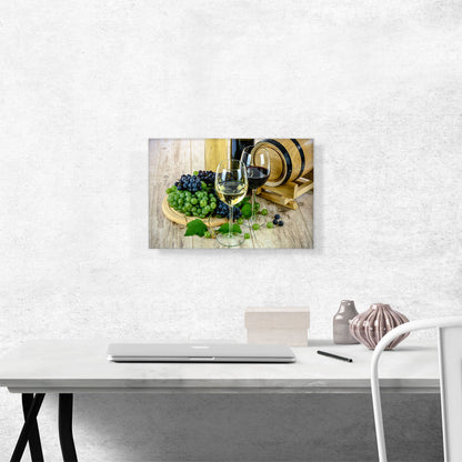 Wine Glass With Grapes Home Decor Rectangle