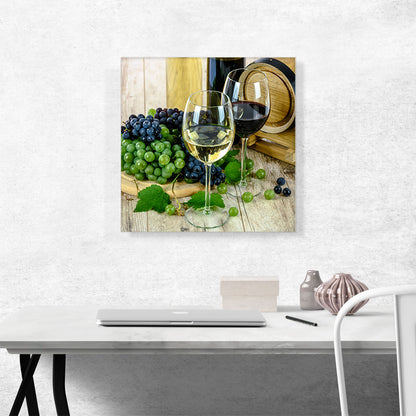 Wine Glass With Grapes Home Decor Square