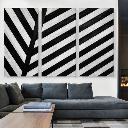 Wooden Black And White Stripes Home decor