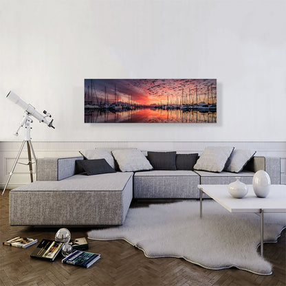 Yachts Sunset Home Decor Panoramic
