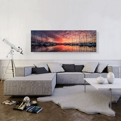 Yachts Sunset Home Decor Panoramic