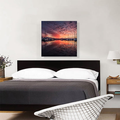 Yachts Sunset Home Decor Square
