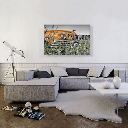 Oldtimer Car In Field Home decor
