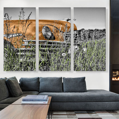 Oldtimer Car In Field Home decor