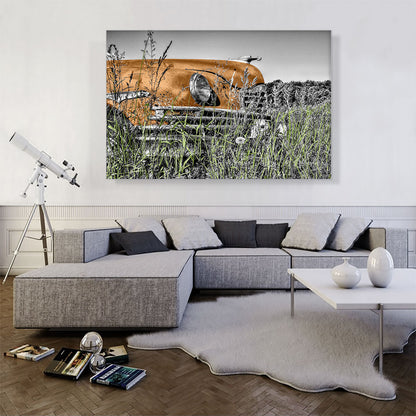 Oldtimer Car In Field Home decor