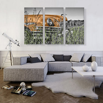 Oldtimer Car In Field Home decor