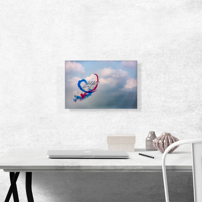 Fighter Jet Plane Aircrafts Blue and Pink Smoke