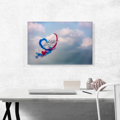 Fighter Jet Plane Aircrafts Blue and Pink Smoke