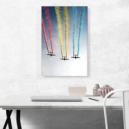 Fighter Jet Plane Aircrafts Colored Smoke Formation