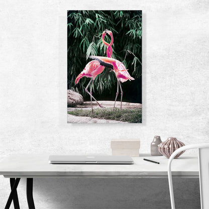 Flamingos in Love Intertwine Necks