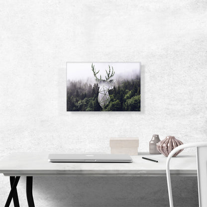 Foggy Forest Woods Canopy Deer Silhouette