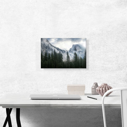 Foggy Forest Under Mountains