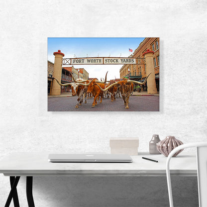 Fort Worth Longhorn Steers Texas Bulls Stock Yards