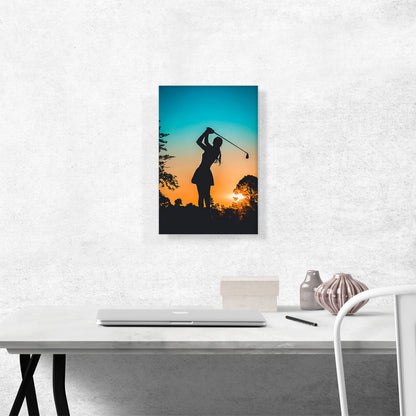 Girl Golfer Silhouette Sunset