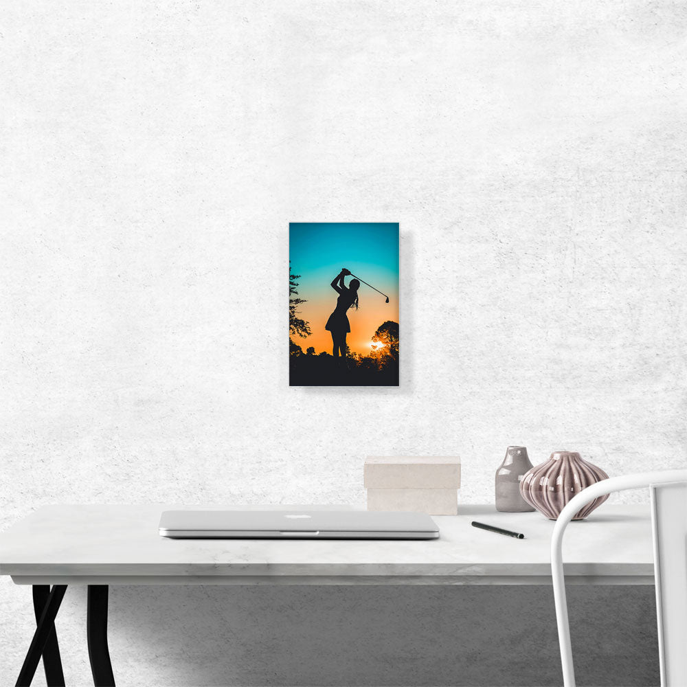 Girl Golfer Silhouette Sunset