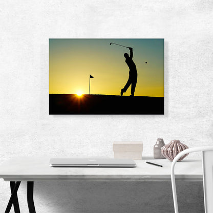 Golfer Silhouette at Dawn