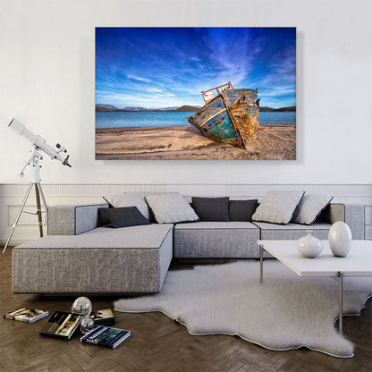 Boat On The Beach Home Decor Rectangle