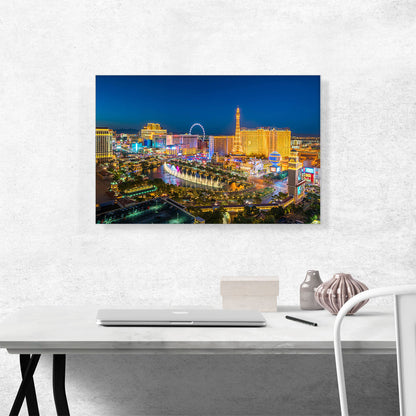 Las Vegas City Strip at Night Blue Sky