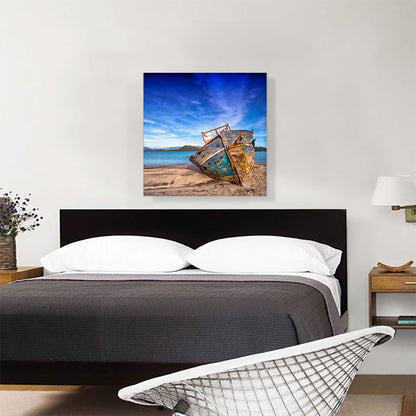 Boat On The Beach Home Decor Square